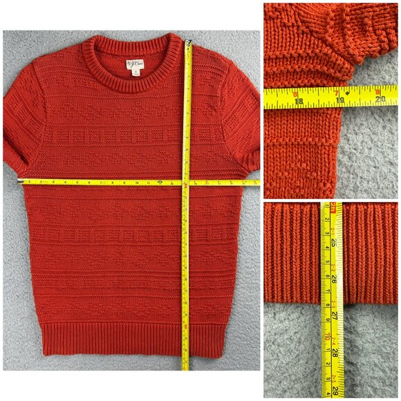 J Crew Sweater Mens Small S Orange Combination Guernsey Stitch Knit Sweatshirt - Picture 9 of 9